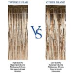 Twinkle Star 2 Pack Photo Booth Backdrop Foil Curtain Tinsel Backdrop Environmental Background for Birthday Party, Wedding, Graduation, Christmas Decorations (Champagne)