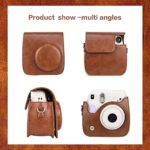 MUZIRI KINOKOO Protective Case Compatible with Fuji Instax Mini 7+ / Mini 7 Plus Instant Camera – PU Leather Case with Adjustable Shoulder Strap – Brown