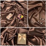 Yiemoge Satin Photography Background Silk, Glossy Fabric Cloth Backdrops for Goods, Crafts, Jewelry, Cosmetics, Food Photoshoot and Flat Lay (Brown, 3.3×2.5ft/100×75cm)