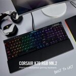 Corsair K70 RGB MK.2 Mechanical Gaming Keyboard – USB Passthrough & Media Controls – Tactile & Quiet- Cherry MX Brown – RGB LED Backlit (CH-9109012-NA)
