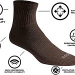Dickies Men’s Dri-tech Moisture Control Quarter Socks Multipack, Essential Worker Brown (6 Pairs), Shoe Size: 12-15
