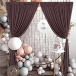 10ft x 7ft Brown Backdrop Curtain for Parties Wedding Brown Wrinkle Free Backdrop Drapes Panels for Baby Shower Gender Reveal Birthday Photo Photography Polyester Fabric Background Decoration
