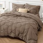 Bedsure Brown Comforter Set Queen – Bed in a Bag Queen 7 Pieces, Pintuck Beddding Sets Brown Bed Set with Comforters, Sheets, Pillowcases & Shams