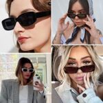 kimorn Rectangle Sunglasses for Women Men Trendy Retro Fashion Sun Glasses 90’s Vintage UV 400 Protection Square Frame K1200 (Off-white Frame Brown Lens, 65)