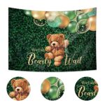 Imirell Green Bear Baby Shower Backdrop 7Wx5H Feet Boho Greenery Grass Leaf Wall Brown Teddy Bear Kids We Can Bearly Wait Photography Backgrounds Photo Shoot Decor Props Decoration