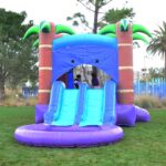 HeroKiddo Enchanted Forest Inflatable Bounce House with Dual Slides Combo, 100% Commercial PVC Vinyl, Purple/Blue/Green/Brown- with Blower and Pool, 13’x 26′