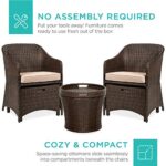 Best Choice Products 5-Piece Outdoor Patio Furniture Set, No Assembly Required Wicker Conversation Bistro & Storage Table for Backyard, Porch, Balcony w/Space-Saving Design – Brown/Beige