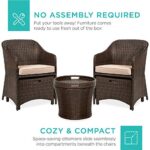 Best Choice Products 5-Piece Outdoor Patio Furniture Set, No Assembly Required Wicker Conversation Bistro & Storage Table for Backyard, Porch, Balcony w/Space-Saving Design – Brown/Beige