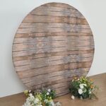 Efavormart 7.5ft Rustic Brown Wood Round Spandex Fit Wedding Backdrop Stand Cover