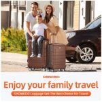 SHOWKOO Luggage Sets Expandable PC+ABS Durable Suitcase Double Wheels TSA Lock Brown 3pcs­