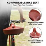 Chaunts Brown Bike Seat – Comfortable Wide Bike Saddle for Women Men | Soft Memory Foam Oversized Beach Cruiser Bicycle Seats, Dual Shock Absorbing, Universal Fit, Waterproof