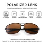 SUNGAIT Ultra Lightweight Rectangular Polarized Sunglasses UV400 Protection (Black Frame Brown Lens, 62) Metal Frame SGT458 HEKC