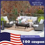 Grand patio 4-Piece Outdoor Conversation Set, Swivel Rocking Chairs, Coffee Table, Patio Wicker Furniture Steel, Resin Wicker, Ponce Harbor Dark Brown