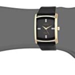 Armitron Men’s 204604BKGPBK Genuine Crystal Accented Gold-Tone Black Leather Strap Watch