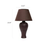 Simple Designs LT2004-BWN Texturized Curvy Ceramic Table Lamp, Brown 12.2 x 12.2 x 20.08