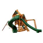 Gorilla Playsets 01-0089-AP Empire Wood Swing Set with 3 Play Decks, 3 Slides, and Monkey Bars, Brown