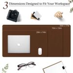 TOWWI PU Leather Desk Pad with Suede Base, Multi-Color Non-Slip Mouse Pad, 32” x 16” Waterproof Desk Writing Mat, Large Desk Blotter Protector (Brown)
