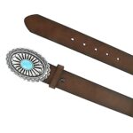ARIAT Women’s Basic Brown Strap Tirqouise Buckle Belt Accessory, brown, Extra Large