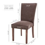 COLAMY Upholstered Parsons Dining Chairs Set of 4, Fabric Dining Room Kitchen Side Chair with Nailhead Trim and Wood Legs – Brown
