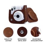 CAIYOULE Protective Camera Case for Fujifilm Instax Mini 11/9/8 Instant Camera PU Leather Carrying Bag with Adjustable Shoulder Strap and Mini Photo Storage Pouch (Vintage Brown)
