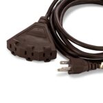 Holiday Lighting Outlet 15-Foot Brown Outdoor Extension Cord | Heavy-Duty Extension Cord for Appliances, Lawn Tools, & More | Triple-Tap Outlet Perfect for Landscape Projects