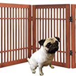 Pet Dog Gate Strong and Durable Freestanding Folding Acacia Hardwood Portable Wooden Fence Indoors or Outdoors by Urnporium (Brown Pet Gate, 6 Panel 24″ Tall)