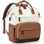 LOVEVOOK Laptop Backpack for Women, 17 Inch Work Business Backpacks Purse with USB Port, Large Capacity Teacher Nurse Bag College Backbag, Waterproof Casual Daypack for Travel, Beige-Brown