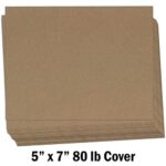 Hamilco Brown Colored Kraft Cardstock Paper – Flat 5 x 7″ Heavy Weight 80 lb Cover Card Stock – 100 Pack