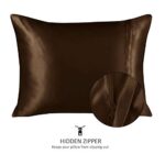 Luxury Bridal Satin Pillow Case with Concealed Matching Zipper Closing (Brown) 0015625286