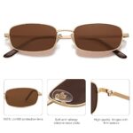 SOJOS Retro Hippie Rectangle Sunglasses 70s Vintage Trendy Small Narrow UV400 Sunnies SJ1187, Gold/Brown