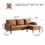 XIZZI Convertible Sectional Sofa Couch L Shaped Sofa 3-Seat Couch with Chaise for Living Room,L Shaped 83 inches Brown Right Chaise
