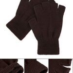 SATINIOR 2 Pair Unisex Half Finger Gloves Winter Stretchy Knit Fingerless Gloves in Common Size (Brown and Black)