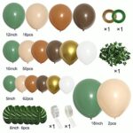 PERPAOL 142PCS Sage Green Brown Balloon Garland Kit, Jungle Safari Wild Woodland Balloon Arch, Olive Green Gold Coffee Cocoa Balloons for Birthday Wedding Shower Party Decorations
