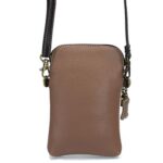 CHALA Charming Playful Puppy Dog Cell Phone Purse Mini Crossbody Bag, Brown Stripe, One_Size