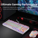 Redragon K552 Mechanical Gaming Keyboard Rainbow LED Backlit Wired with Anti-Dust Proof Switches for Windows PC (White, 87 Keys Brown Switches)