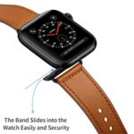 KYISGOS Compatible with iWatch Band 49mm 45mm 44mm 42mm, Genuine Leather Replacement Band Strap Compatible with Apple Watch Ultra SE2 SE Series 8 7 6 5 4 3 2 1 (Brown/Black, 49mm/45mm/44mm/42mm)