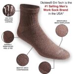 Dickies Men’s Dri-tech Moisture Control Quarter Socks Multipack, Essential Worker Brown (6 Pairs), Shoe Size: 6-12