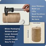 PerkHomy Natural Jute Twine 600 Feet Long Twine String for Crafts Gift Wrapping Packing Gardening Crochet Knitting Macrame Decor (Brown 2mm * 600feet)