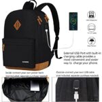 SUPACOOL Double Layers Lightweight Fashion Casual Anti-theft Laptop Backpack with USB Charging Port For for Men and Women, Backpack for College,Work backpack travel backpack (Black and brown)