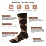 Yousu Mens Dress Socks Business Casual Solid Pattern Cotton Crew Sock 6 Pairs Pattern Brown