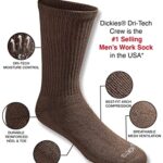 Dickies mens Dri-tech Moisture Control Crew Multipack Casual Sock, Essential Worker Brown (6 Pairs), Shoe Size 6-12 US