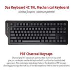 Das Keyboard 4C TKL Wired Tenkeyless Mechanical Keyboard, Cherry MX Brown Mechanical Switches, Premium PBT Keycaps, 2-Port USB Hub (87 Keys, Black Keyboard, Gray PBT Keycaps)