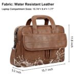 Leather Laptop Bag for Men Women, Premium Laptop Briefcase Fits Up to 15.6 Inch Notebook, Waterproof Durable Portable Shoulder Messenger Crossbody Bag Carry On Case for Travel Business Office, Brown