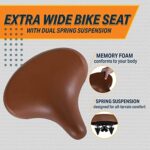 Beach Cruiser Bike Seat – Extra Wide Bicycle Saddle [Stylish and Soft] Replacement Bike Saddle for Women and Men (Vintage Brown)