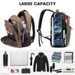 LOVEVOOK Canvas Backpack for Men,15.6 inch Vintage Rucksack for Casual,Large Capacity Travel Backpack,Laptop Backpack with USB Port for Casual Work College (15.6 inch&Brown)