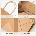 RACETOP Brown Paper Bags with Handles Bulk 100Pcs 8×4.5×10.8 Inch Gift Bags, Brown Kraft Paper Bags, Gift Bags Bulk, Retail Bags, Party Bags, Shopping Bags, Favor Bags