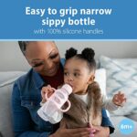 Dr. Brown’s® Milestones™ Narrow Sippy Bottle with 100% Silicone Handles, Easy-Grip Bottle with Soft Sippy Spout, 8oz/250mL, BPA Free, Light-Pink & Ecru, 2 Pack, 6m+