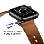 OUHENG Compatible with Apple Watch Band 49mm 45mm 44mm 42mm 41mm 40mm 38mm, Genuine Leather Bands Strap for iWatch Ultra SE SE2 Series 8 7 6 5 4 3 2 1 (Retro Brown/Black, 49mm 45mm 44mm 42mm)
