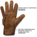 COREGROUND Leather Safety Work Gloves Gardening Carpenter Thorn Proof Truck Driving for Mens and Womens Waterproof heavy duty (Large, Brown)