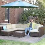 YITAHOME 8 Piece Outdoor Patio Furniture Sets, Garden Conversation Wicker Sofa Set, and Patio Sectional Furniture Sofa Set with Coffee Table and Cushion for Lawn, Backyard, and Poolside, Brown
